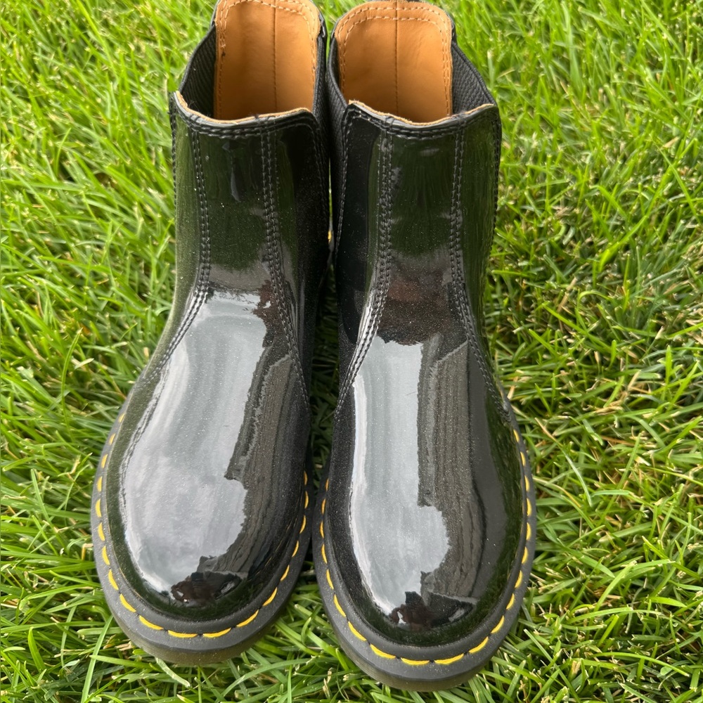 Dr. Martens Black and Yellow Boots Chelsea Style